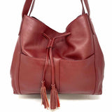 Laggo Maroon Tassel Pebbled Leather Tote