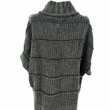 Yoshi Yoshi by PJ Women's Gray Size M Short Sleeve Checkered Fringe Sweater