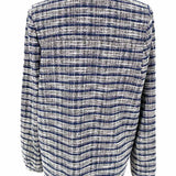 Nic + Zoe Girlfriend Women's White Navy Size L Button Down Tweed Stripe Jacket