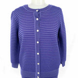ST. JOHN Women's Navy Size P Button Down Ribbed Cardigan Tank Top Set