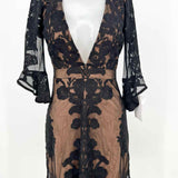 For Love & Lemons Temecula Women's Black Size S Mesh Embroidered Floral Dress