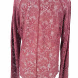 Free People Women's Burgandy Red Size XL Crew Neck Floral Sweater