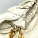 Prada White Hobo Pebbled Leather Shoulder Bag