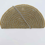 Saks 5th Ave Silver Gold Half Circle Woven Clutch
