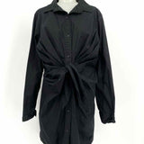 norma kamali Women's Black Size L Shirt Cotton Front Knot Dress