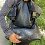 Bottega Veneta Black Foldover perforated Messenger Bag