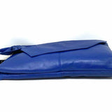 Anton Leather Blue Flap pleated Clutch