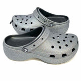 Croc Women's Silver Size 9 Sparkle Mules