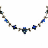 SORRELLI Blue Silver Tone 16" Floral Crystal Necklace