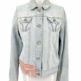 Ridge Works Women's Light Blue Size L Button Down Denim Patchwork Jacket