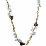 Statement Blue Gray Beaded 35" Multi-stone Pearl Necklace