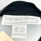 Michelle Stuart Women's Black Size M Button Down Silk Short Sleeve Top