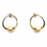 Statement Gold Tone Circle Faux Pearl Earrings