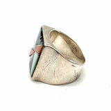 Navajo Begay size 7.5 925 Sterling Silver Signet Mosaic Ring