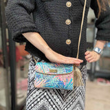 Lilly Pulitzer Bahama Blue Gold Crossbody Tropical Wallet