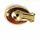 SARAH COVENTRY Red Gold Tone Clip On Oval Earrings