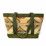 Pendleton Wool Beige Green Zip Top Tribal Tote