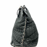 Chanel 2012 Iridescent Spiral Sea Black Quilted Leather Tote