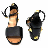 VALENTINO GARAVANI Women's Black Size 38.5/8.5 Roman Stud Leather Sandals