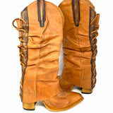 Freebird Jules Women's Caramel Size 8 Calf High Leather Covered LACE UP Boots