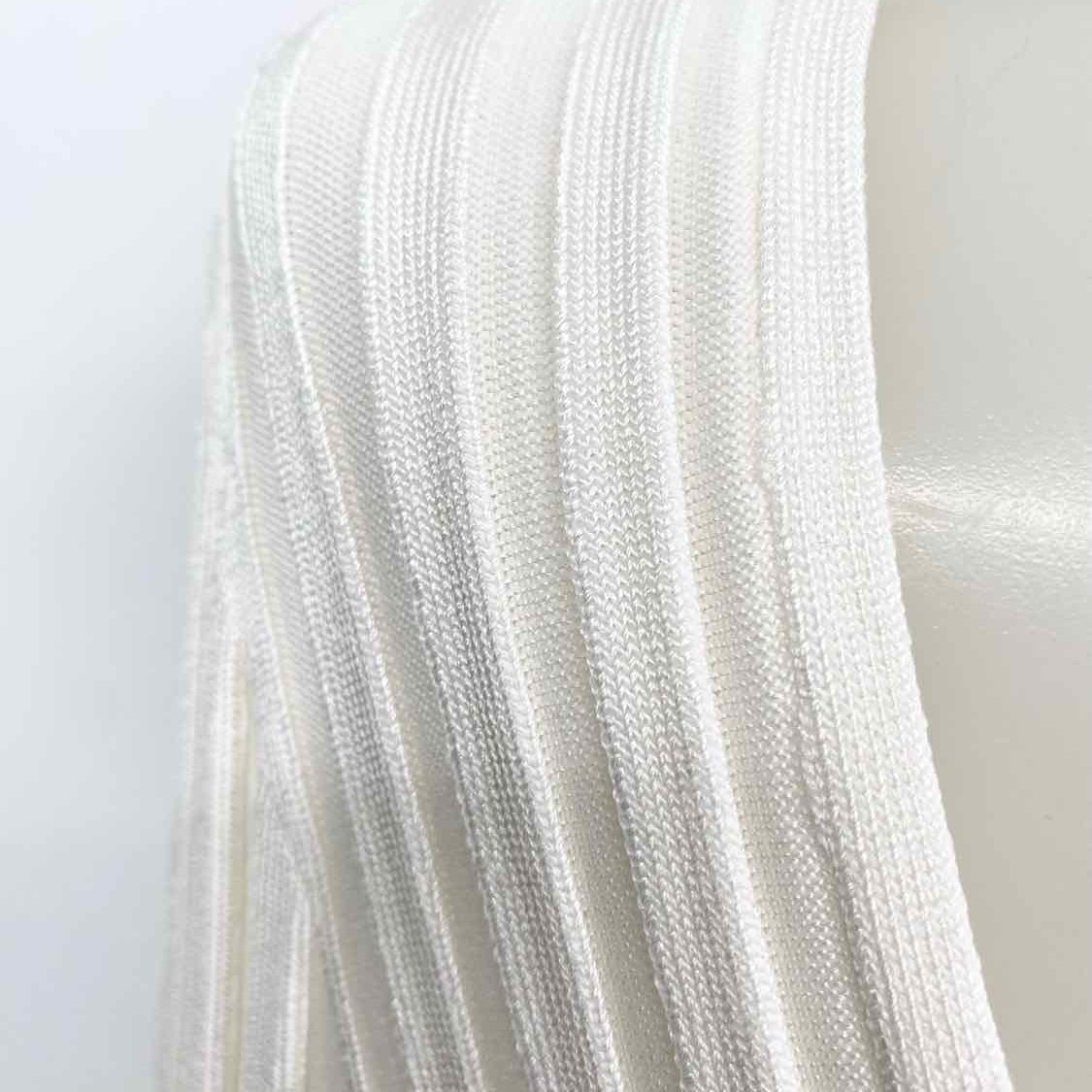 VERONICA BEARD Women's White Scoop Neck Ribbed Size XL Long Sleeve