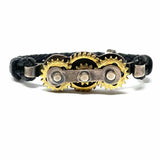 KING BABY .925 Sterling Silver Black Woven 3.5" Clockwork Bracelet