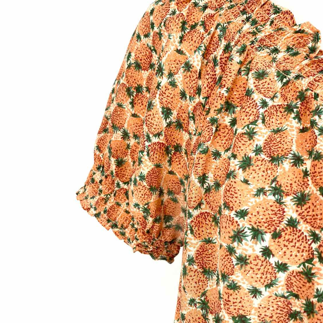 Joie Women's Orange Size S Boatneck Pineapples Short Sleeve Top