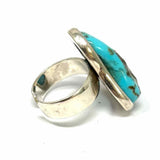 Navajo Adjustable 925 Sterling Silver New Mexico Turquoise Ring
