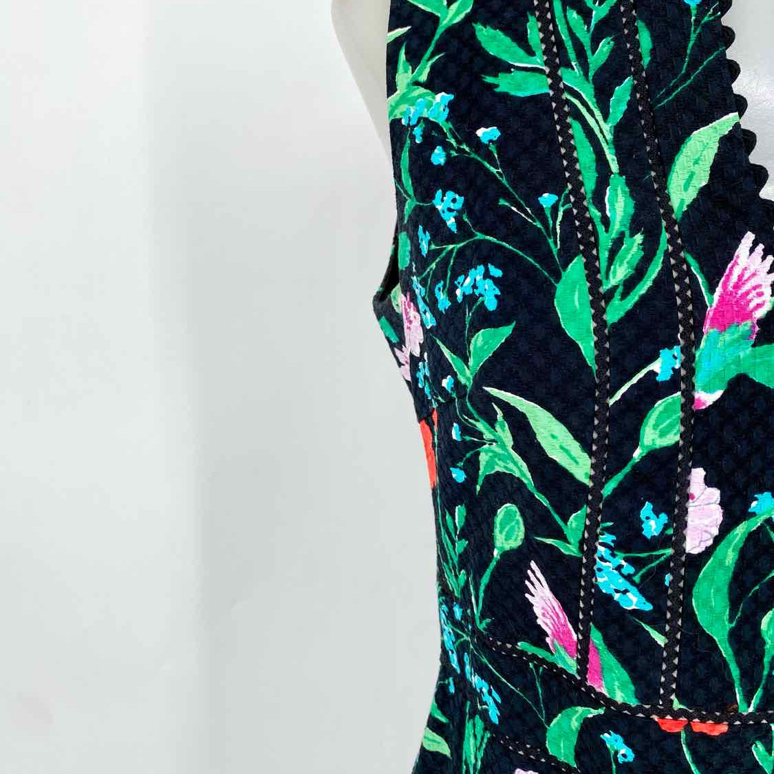 Kate Spade Jardin Tile Women's Black/Multi-color Size 6 Sleeveless Floral Dress