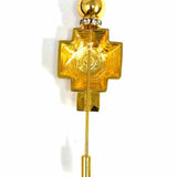 ST. JOHN Gold Tone Geometric Crystal Hat Pin