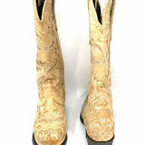 LANE Women's Robin Beige Size 7 Cowboy Western Applique Leather Boots