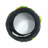 Statement Black Green Succulent Bangle