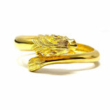 Statement Gold Tone Hinged Lion Bangle