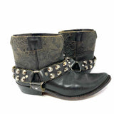 Golden Goose Women's Black Size 38/8 Western Leather Embossed Studded Bootie