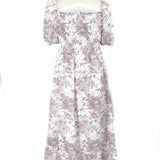 Morning Lavender Women's Light Purple Size S Puff Sleeve Floral Dress