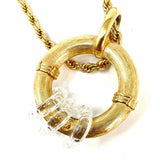 Swarovski Gold Tone Pendant Rings Crystal Necklace