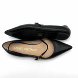 Stuart Weitzman Emilia Women's Black Size 7.5 Pointed Leather Mary Jane Flats