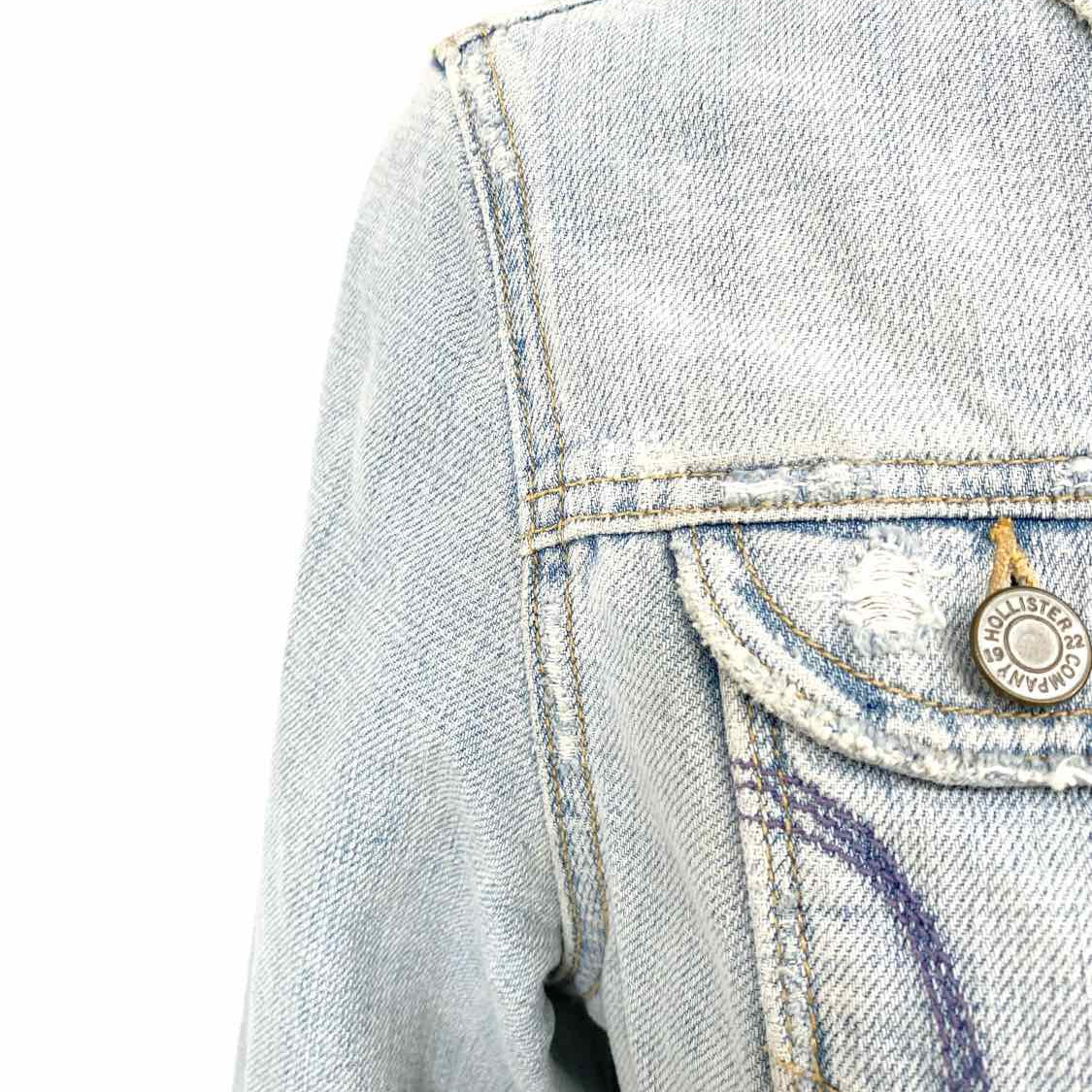 Ridge Works Women's Light Blue Size L Button Down Denim Patchwork Jacket