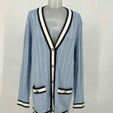 Karl Lagerfeld Women's Blue Size S Button Down Ribbed Cardigan