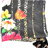 johnny was Silk Multi-black Square 42" Leopard Print Butterfly Scarf