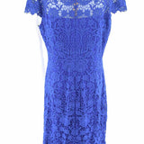 TADASHI SHOJI Women's Royal Blue Size 12 sheath Lace Dress