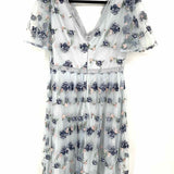 Chi Chi Women's Baby Blue Size 10 Midi Tulle Flower Embroidered Dress