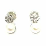 Estate 925 Sterling Silver Drop Pearl Earrings