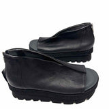 Lofina Women's Black Size 38/8 Platform Leather Peeptoe Sandals