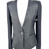 HELMUT LANG Women's Black Size 4 Collarless Tweed Blazer
