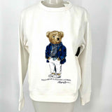 Polo Ralph Lauren Women's White Size SP Crew Polo Bear Sweatshirt
