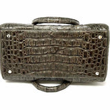 Joanna Preysler Gray Boston Croc Embossed Leather Satchel