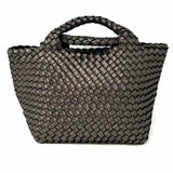 Naghedi St. Barths Small Neoprene Gunmetal Woven Glitter Satchel w/ Pouch