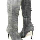 Prada Women's Gray Size 40/9 Knee High Suede Stiletto Luxury Made in Italy Boots