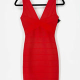 HERVE LEGER Women's Red Size XS Sleeveless bandage Dress
